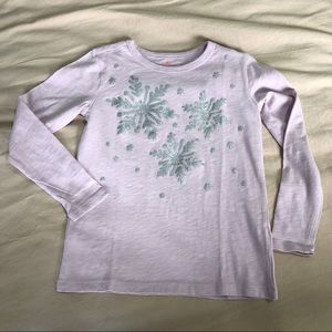NWT J.Crew Size Small Pink and Silver Snowflake Long Sleeve Tee
